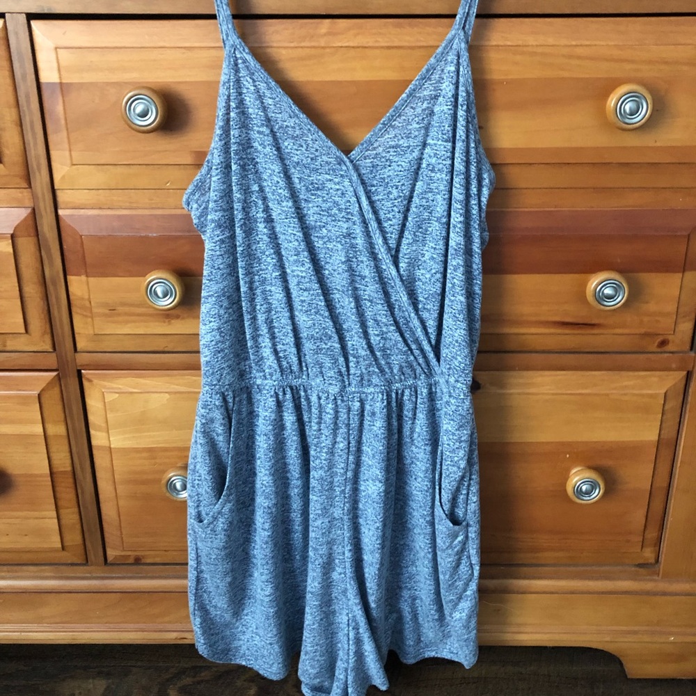 Blue heathered romper